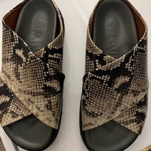 NWOT Ganni Snake Crossover Sandals! Bought and never wore!
